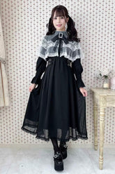 Lace Cape Long Sleeves Bowknot Slim Jirai Kei Japanese Dress 5 Colors